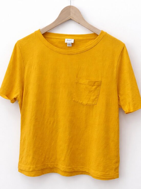 J. Crew Tops - J.Crew Mustard Yellow Pocket Tee Large Crewneck Casual T-Shirt
